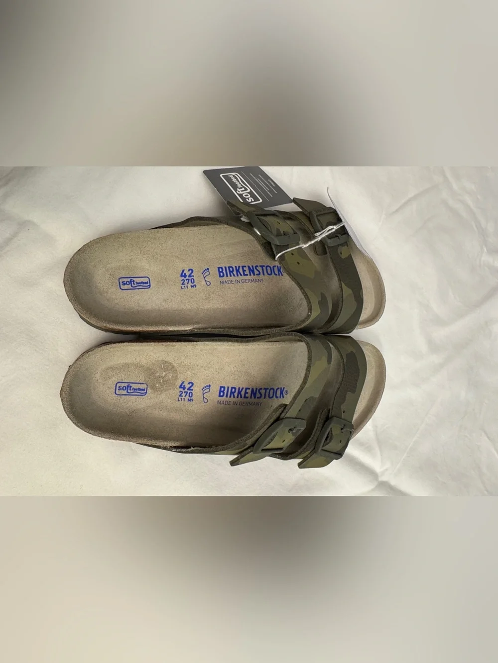 Birkenstock Arizona Camouflage Two-Strap Sandals - Olive & Dark Green size 42